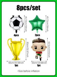 8 件套足球生日派对气球套装，包括 18 英寸铝箔足球气球、绿色五角星气球、金色奖杯气球，适用于足球比赛、生日派对装饰、足球主题派对、家居装饰、摄影道具、足球比赛道具 - 彩色 - 查看 2