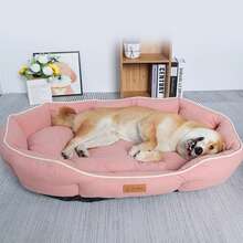 1 pezzo Cuccia ovale per cani, nido per animali domestici, universale per tutte le stagioni, tappetino antiscivolo per cani di media taglia/gatti, comoda in estate negli ambienti climatizzati, calda in inverno - Rosa - Visualizzare 3