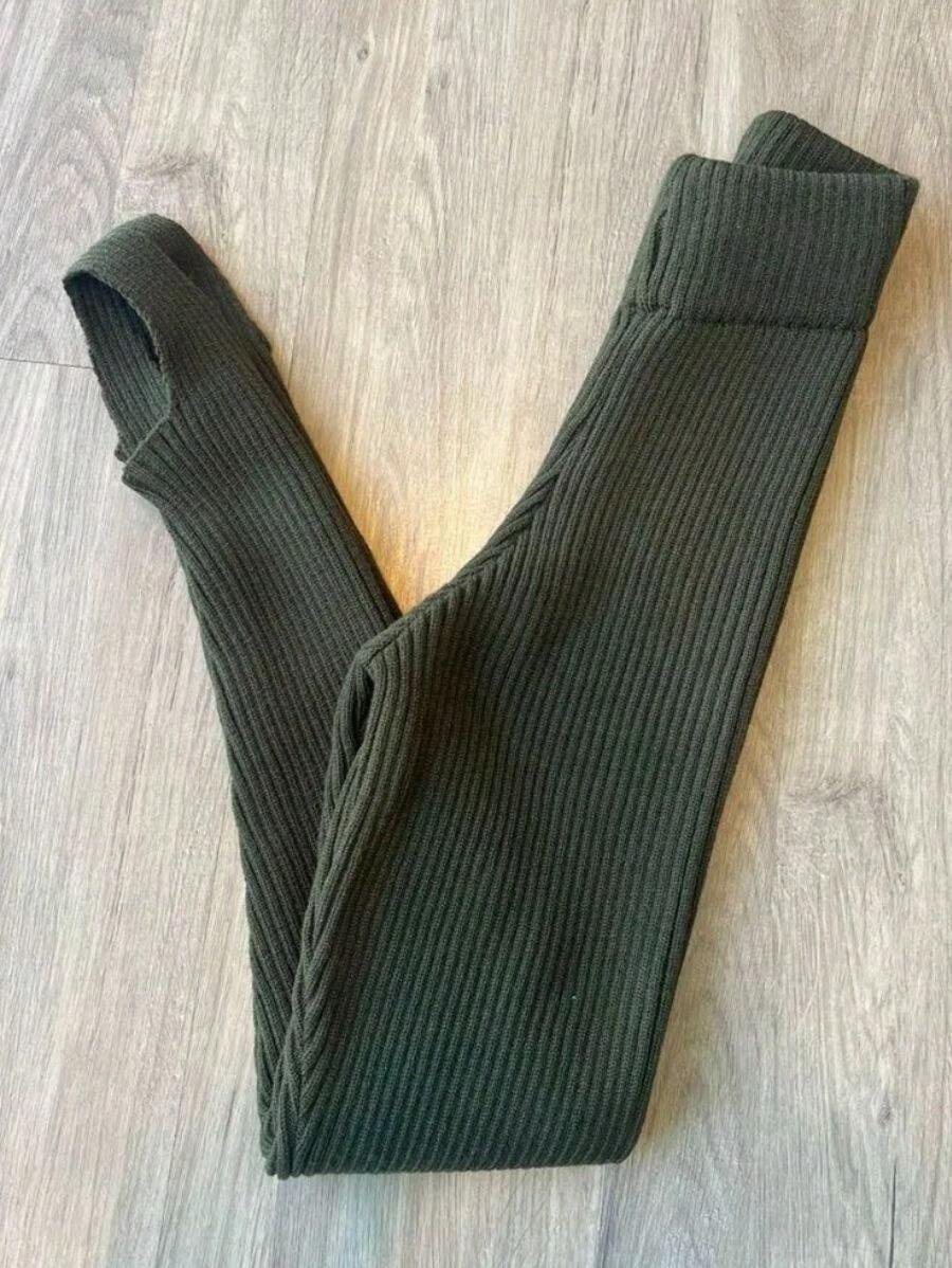 Turim Ribbed Foot Pants - צבאי ירוק - ראה 1