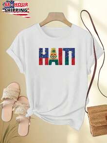 HAITI LIBERTE Women T Shirt Summer Casual Graphic Tee Soft Breathable Short Sleeve Top  Fashion Gift Comfortable Everyday Outfit - White - View 4