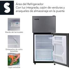 SIGNA Mini Refrigerador 86L 3 pies cubicos Frigobar Compacto Silver Refrigerador Pequeño Con congelador de Acero Inoxidable Ideal Para Espacios Pequeños Frigobar Mini Multifuncional (Gris)
