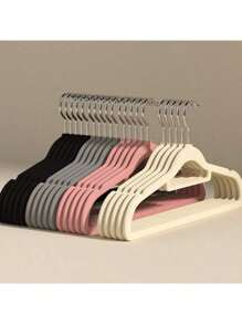 20pcs High Quality Flocked Hangers, Non-Slip Dual Use Drying Rack, Suit/Coat Hanger, Pants Clamp, 360 Degree Rotating Hook - Saves Space, Suitable For Suits And Coats