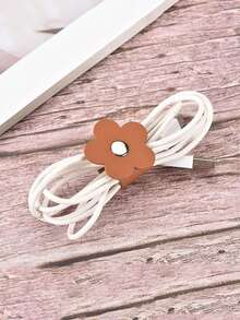 10pcs/5PCS/1pc Fashionable Heart-Shaped Leather Cable Organizer - Available In Multiple Colors, With A Portable And Anti Loss Design, Perfectly Compatible With Mobile Data Cables And Headphone Cables - Flower Style-multicolor - View 4