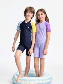 Annil Summer Children's Clothing, Girls' And Boys' One-Piece Swimsuits - Royal Blue - View 3