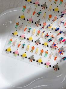 1 pieza Pegatinas de uñas con personajes de dibujos animados lindos y personalizados en varias acciones, calcomanías de uñas autoadhesivas coloridas y lindas para decoración de uñas, apropiadas para uso personal DIY y en salón de manicura