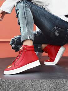Chaussures de sport montantes décontractées pour hommes, design à lacets fermés confortable, convient aux bottes décontractées, aux bottines, aux bottes légères et confortables, aux chaussures décontracté outdoor, aux chaussures de course, aux chaussures de skate à plateforme, pour toutes les saisons