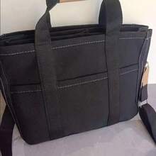 Bolso de lona de gran capacidad, bolso de pañales con múltiples bolsillos, compartimentos y correa de hombro ajustable, bolso de viaje cruzado de diseño funcional adecuado para uso diario, trabajo, viajes y compras. - Negro - Ver 5