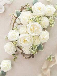 25PCS Dahlia Artificial Flowers Flowers 2.5" Faux Fake Flowers With Stem For DIY Wedding Decor Centerpieces Arrangements Bouquets Bridal Shower Home Decorations - 米色 - 查看 3