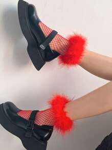 2-in-1 Harajuku transparente Fischernetz-Kuschelsocken, dünne farbige Socken geeignet für den täglichen Gebrauch, Partys, Dates und Bühnenauftritte