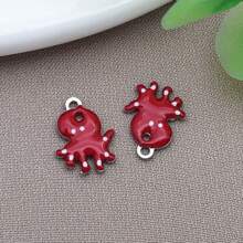 10pcs 9x12mm Cute Enamel Stainless Steel Octopus Charms Mini Cute Marine Life Animal Pendants For DIY Ocean Bracelet Necklace Earrings Jewelry Making Crafts Accessories