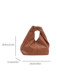 Bolso de hombro de piel sintética de unicolor y moda versátil, bolso tipo baguette minimalista casual y pequeño para mujer