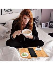 1 件木制扶手托盘，实木材质，扶手保护设计，可折叠杯架，适用于客厅沙发和电视托盘，女士收纳架，旅行必备品，返校宿舍收纳 - 彩色 - 查看 6