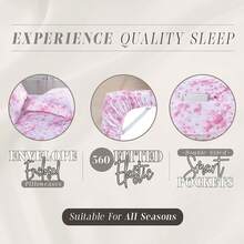 Aria Tie-Dye 4-Piece Sheet Set, 1500 Premium Hotel Quality Microfiber, Spiral Tie-Dye, Soft, Fade And Wrinkle Resistant, Fitted Sheet With Smart Pockets, 4PC Tie-Dye Twin XL,Light Pink - 粉色 - 查看 6
