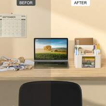 Desk Storage Box, Pen Holder, Drawer Desktop Display Rack, Multi-Functional Office Storage Box, Suitable For School, Office, Home Desk Organization - Multicolor - View 7