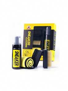 1 set Kit limpiador de zapatos para tenis, Kit de limpieza de zapatos blancos, con 2 cepillos para zapatos y toalla incluidos, Limpiador de espuma sin agua para tenis. Día de Navidad - Multicolor - Ver 1