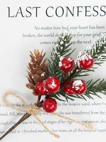 3pcs Artificial Pine Cone & Needle Flower Bouquet, Fake Plant Decor For Christmas Party