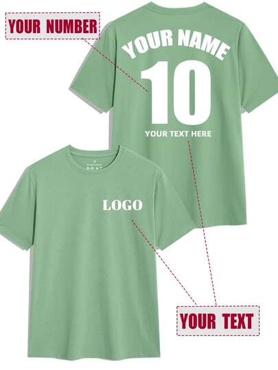Personalized Jersey Custom Men's T-Shirt, Input Your Lucky Number, Input Your Name/Team Name/Text, Select Your Preferred Text Color, Custom Jersey Number, Holiday Gift, Anniversary Gift, Company Team Building Uniform, Music Festival, Gift For Him, Spring/Summer Men's Round Neck Short Sleeve T-Shirt, Party Wear