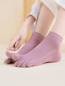 4 Pairs Women's Five Toe Socks - Spring/Autumn/Winter Sports Socks, Thin Pure Cotton Odor-Resistant Anti-Athlete's Foot Mid-Calf Breathable Toe Socks, Toe Separation Design, Breathable, Moisture-Wicking, Suitable For Home And Activities, 6 Colors Available, One Size, Casual Socks | Elegant Sock Design | Comfortable Fit, Fall Socks