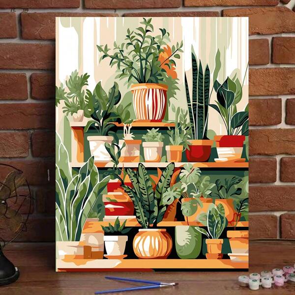 DIY Acrylic Paint By Number Kit, 40*50cm, Includes Paints And Brushes, Perfect For Stress Relief, Painting By Numbers, Handmade Digital Painting, Greenery DIY Painting, Ideal For Interactive, Couple Sharing, Personal Relaxation, Room Decor, Wall Art, Beginner Painting, Thoughtful Gift For Friends (Frameless)