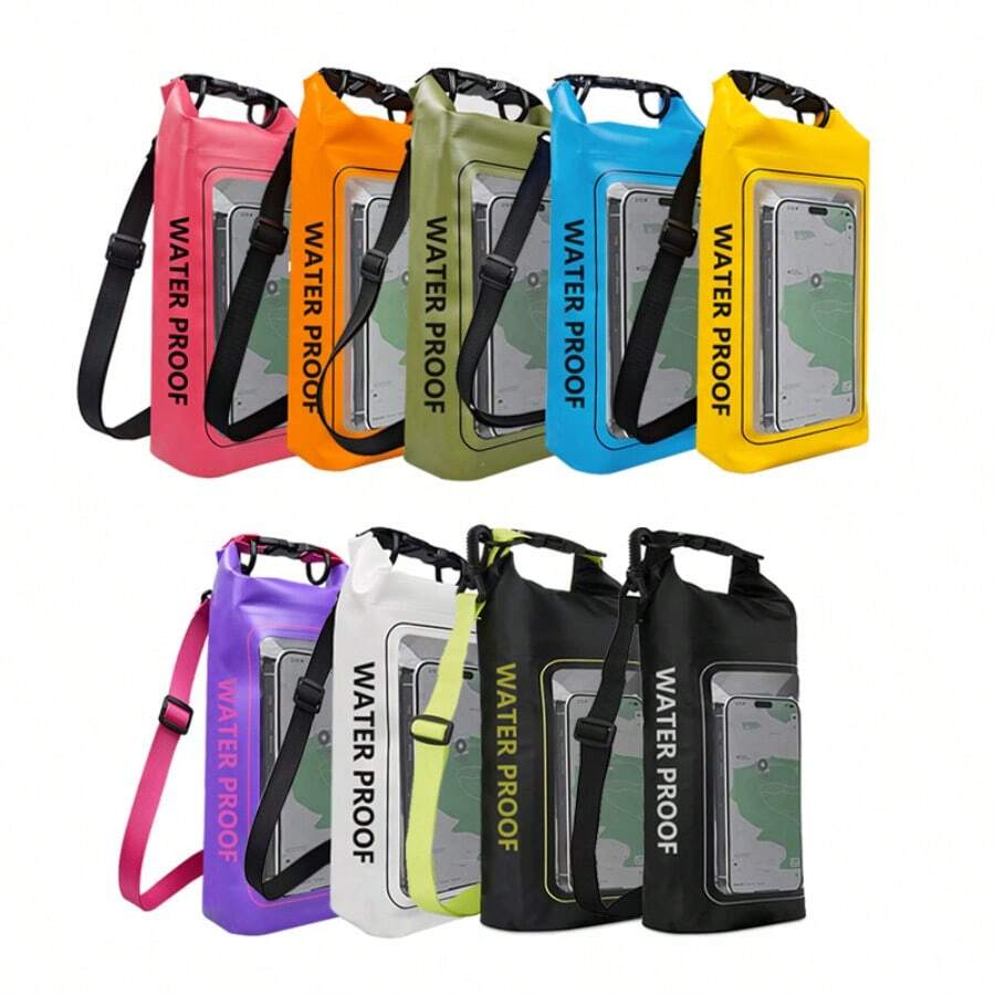 2L/5L Waterproof Dry Bag – Outdoor Crossbody Phone Pouch (2-In-1) With Touchscreen Made Of PVC, Designed For Rafting, Swimming, And Diving. A Portable Waterproof Storage Bag And Phone Case – A Must-Have Accessory For Boating And Kayaking. Perfect For Camping, Beach Fishing, And Water Adventures - Màu tím - Xem 1