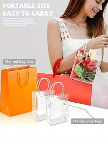 12 piezas Bolsas de tote para fiesta de vacaciones bolsas de regalo de PVC transparente bolsas de regalo de Halloween bolsas de regalo de festivales bolsas de tote claras reutilizables suministros para pequeños negocios los mejores artículos baratos bolsas de compras bolsas de fiesta bolsas de favor de fiesta de boda y cumpleaños bolsas de tote para manualidades recuerdos de fiesta los artículos talla grande económicos disponibles bolsas navidad Christmas tote bolsa regalo fiesta - transparente - Ver 5