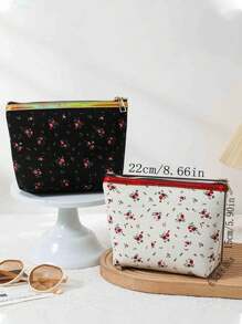 Fashion Floral Makeup Bag; Large Capacity Outdoor Leisure Travel Storage Bag; Portable Wash Bag Handbag; Fashion Portable Makeup Bag Travel Essentials For Vacation Summer Holiday Back To School School Stuff Bag For School Travel Bag For Women Makeup Bag For Travel