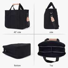 Bolso de lona de gran capacidad, bolso de pañales con múltiples bolsillos, compartimentos y correa de hombro ajustable, bolso de viaje cruzado de diseño funcional adecuado para uso diario, trabajo, viajes y compras. - Negro - Ver 4
