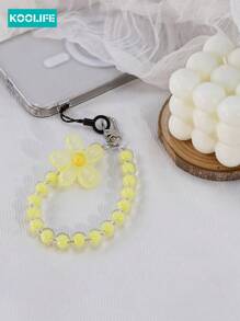 Koolife 1pc Fresh Floral Decoration Macaron Beaded Bracelet, DIY Beads Phone Lanyard, Cute Pendant Suitable For Phone/Wrist/Earphone Decor, Gift For Mother, Family, Friends, Birthday, Festival, Phone Case Accessories