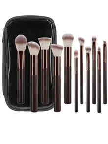 Set di 11 pennelli per il trucco con custodia, pennelli da viaggio portatili che includono foundation, correttore, ombretto, blush, comodi da trasportare, strumenti di bellezza multifunzionali