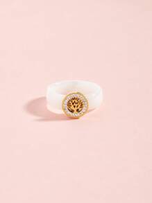 1 pièce Bague en céramique avec élément en acier inoxydable doré 18 carats, style élégant. Bijou pour femmes, cadeau de mariage, de fête ou de rendez-vous