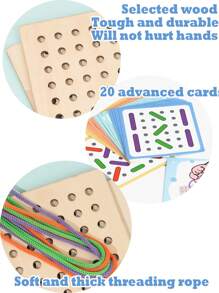 Drewniane puzzle Montessori dla dzieci Wczesna układanka Przeplatanie planszy Zabawka bitewna Zabawa bitewna dla dwóch graczy Przeplatanie liny Gra Zmiana ubrań Dopasowywanie zabawki do treningu umiejętności motorycznych