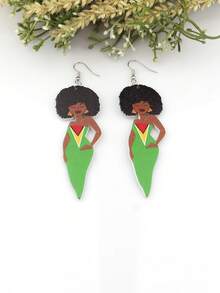 1 Cặp phụ nữ xinh đẹp in UV, Bản đồ, Quốc kỳ, Địa lý Châu Phi, Hoa tai gỗ cho phụ nữ Châu Phi, Quà tặng Câu lạc bộ Trang sức Tự làm cho Bữa tiệc Châu Phi cổ điển - người phụ nữ châu phi - Xem 12