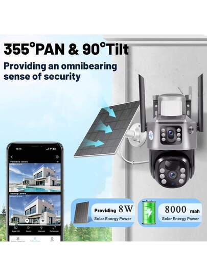 SWVW V380 Pro 10x Zoom 4K Solar Camera 4G SIM Card Dual Lens 8MP High Definition Night Vision Network Closed Circuit Television Monitoring Gimbal PIR Human Detection Alarm Waterproof Built In Battery Camera,4G Outdoor Indoor Security Home Cameras, Wireless IP PTZ None Surveillance Cameras view 4