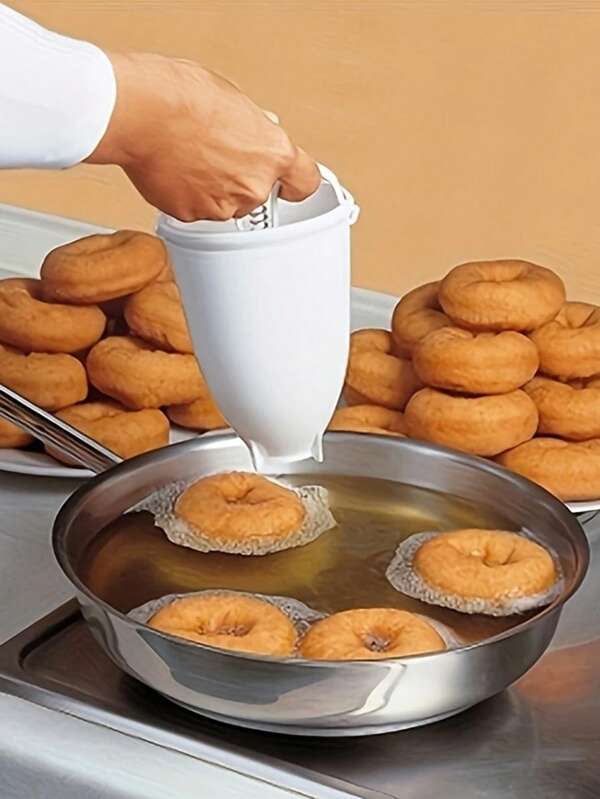 1 pieza Molde para donas blanco, material de PP, herramienta de hornear DIY para prensar la crema, utensilio de cocina para hornear, herramienta útil para hacer donas, suministros para fiestas, cumpleaños y festivales