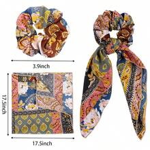 Scrunchie Hair Accessories - Chiffon Hair Scarf Bandana, Scrunchies, Ribbons, Ponytail Holders, And Bow Scrunchies For Women (6PCS) - Paisley2 - View 8