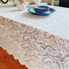 1 New French Style Phoenix Tail Lace Tablecloth, Rectangular Suitable For Dining Table Tablecloth And Coffee Table, Birthdays, Holiday Parties, Dining Table Decoration, Hand Washable, Easy To Clean, Home Decoration