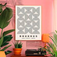1 pezzo Arte da parete astratta Bauhaus medievale modernista, stampa su tela senza cornice, cartellone geometrico tedesco per camera da letto/ufficio/dormitorio, decorazione per feste di architettura e regalo per appassionati di design (stampa su tela senza cornice)