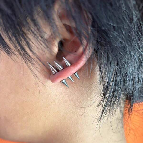 2 peças/Conjunto Brincos de Espiral com Pino Estilo Punk Unissex - Design Afiado em Aço Inoxidável 304, Acabamento Metálico Brilhante, Acessórios para Dia dos Namorados, Ação de Graças, Festas de Carnaval