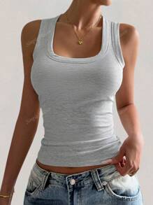 Simple Flavor Women's Summer Y2K Sexy Pure Desire Basic Casual Sports Home Square Neck Vest Top