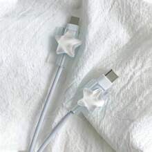 Set de 2 cables de datos de protección con estrella, que incluye dispositivo para enrollar el cable, clip protector de cable de carga y mordedor de cable, protector de cargador