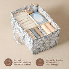 花卉图案尿布收纳篮，时尚婴儿房储物篮，婴儿派对礼物，必备清单，开学必备包，学习用品 - 彩色 - 查看 4