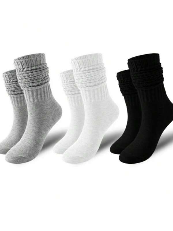 1/5/10/15/20 pares de calcetines casuales de unicolor para mujer, suaves y cómodos, hasta el tobillo, adecuados para uso diario, para todas las estaciones