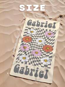 1pc Custom Name Beach Towel, Custom Beach Towel With Name, Custom Name Pool Towel, Personalized Name Beach Towel, Personalized Bath Towel, Gift Towel, 70*140cm, Flower Pattern, Letter Combination Beach Towel,Vacay Vibes