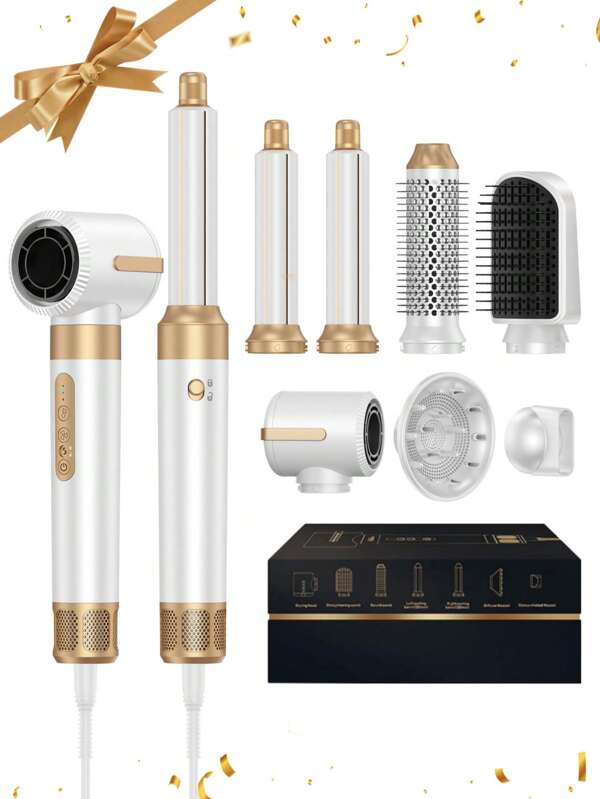Secador de cabelo de alta velocidade 7 em 1 110.000 RPM com chapinha e modelador de cachos