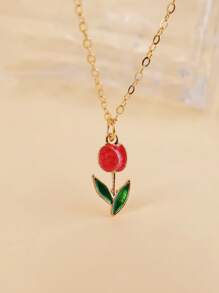 Elegant Luxury Clavicle Chain, Fashionable Fresh Tulip Romantic Floral Necklace For Women, Charming Accessories Gift, Versatile