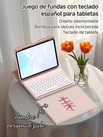 Funda protectora personalizada con teclado compatible con iPad Air4/Air5 10.9 pulgadas/Air 11(M2)2024/Air 11(2025), funda protectora de teclado portátil multilingüe, el teclado admite varios idiomas opcionales (inglés/árabe/francés/alemán/tailandés/italiano/español), compatible con 3 sistemas operativos, el estuche es resistente a golpes y al desgaste, el teclado desmontable es la primera opción para la oficina en el hogar y los viajes