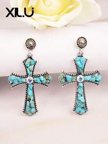 1 对优雅几何不对称设计波西米亚风格复古耳环，适合女士