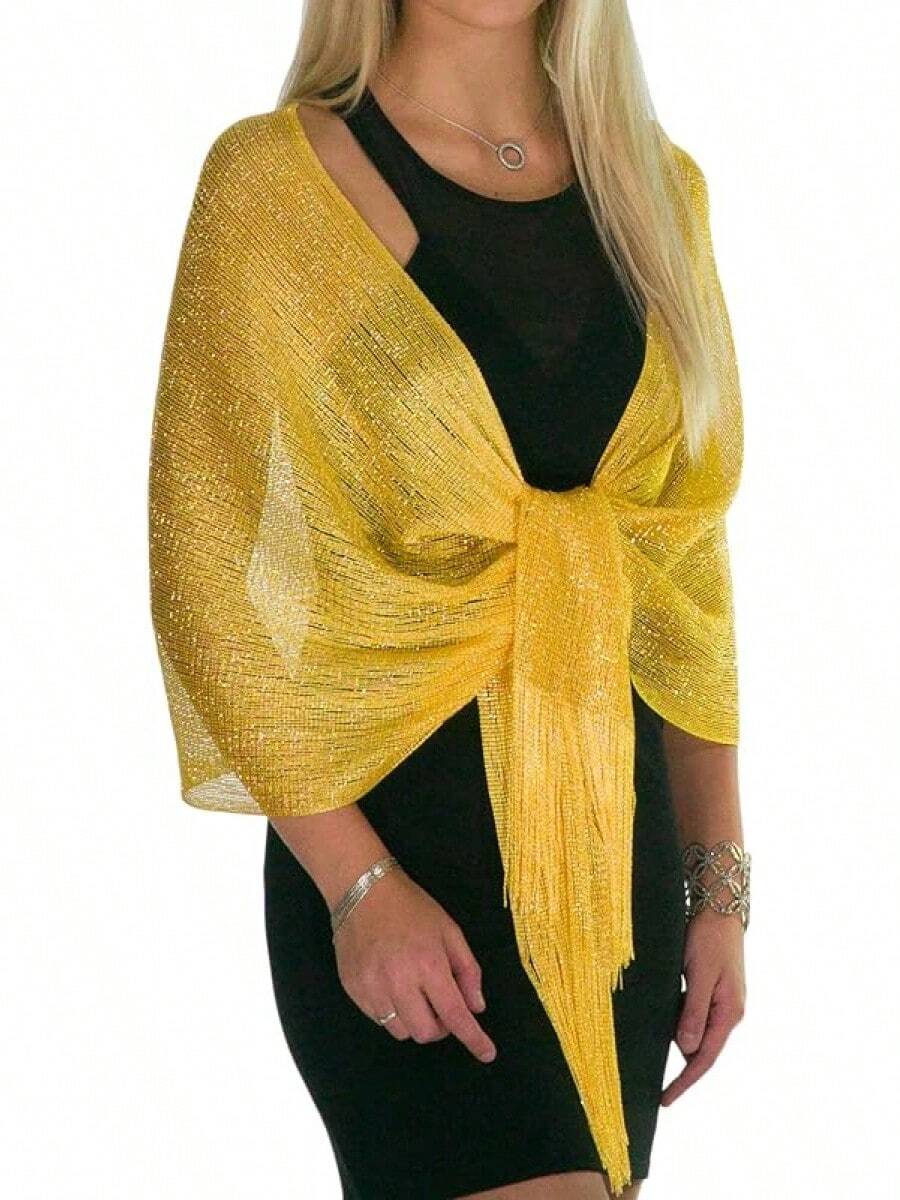 Metallic Glitter Shawl Wrap For Evening Dresses And Weddings - 黃色 - 查看 1