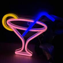 1pc Bestselling Neon Sign Cocktail Glass Room Decor Light, Battery Operated Or USB Powered, Cocktail Cup Size 9.13x8.46in/23x21.5cm, LED Decorative Lamp For Desk, Wall, Suitable For Girl's Dorm, Bedroom, Living Room, Bar, Camping, Proposal, Birthday, Party, Valentine's Day, Mother's Day, Halloween, Christmas Gifts