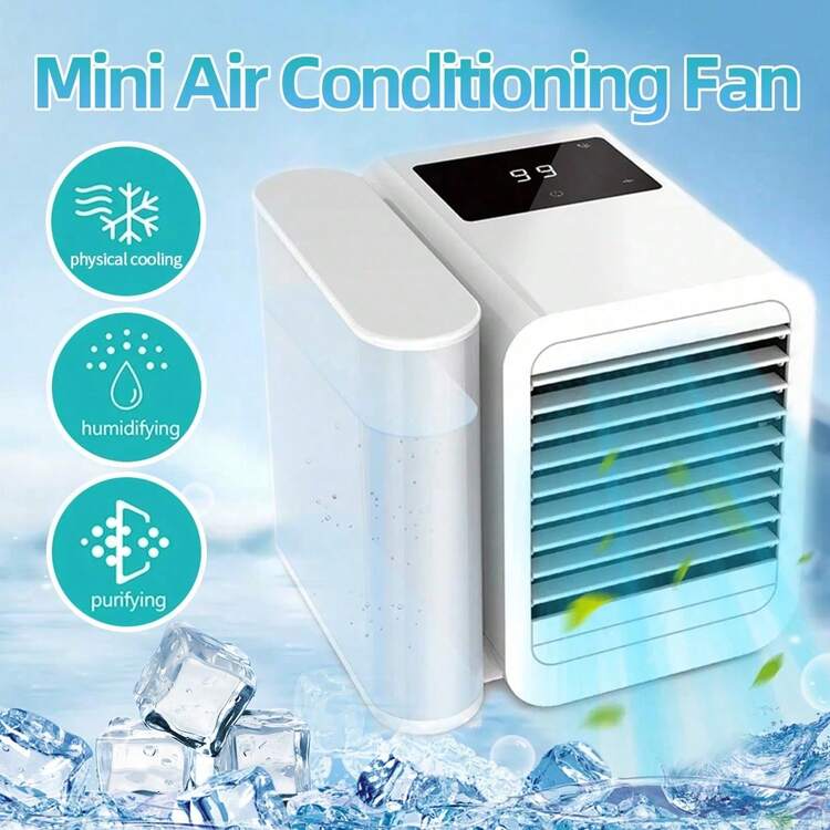 Mini Air Conditioner Water Cooling Fan Touch Screen Timing Artic Cooler Humidifier Bladeless Air Conditioning Fan - White - View 1